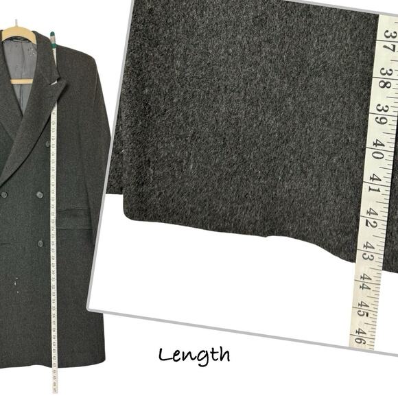 Vintage Italian Wool Double-Breasted Overcoat Gray 42L Long READ Grunge Academia - Picture 13 of 16